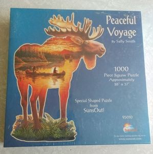 New SunsOut Shaped Moose Jigsaw Puzzle Sally Smith